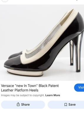 Versace Black Patent Pumps with Cream Trim